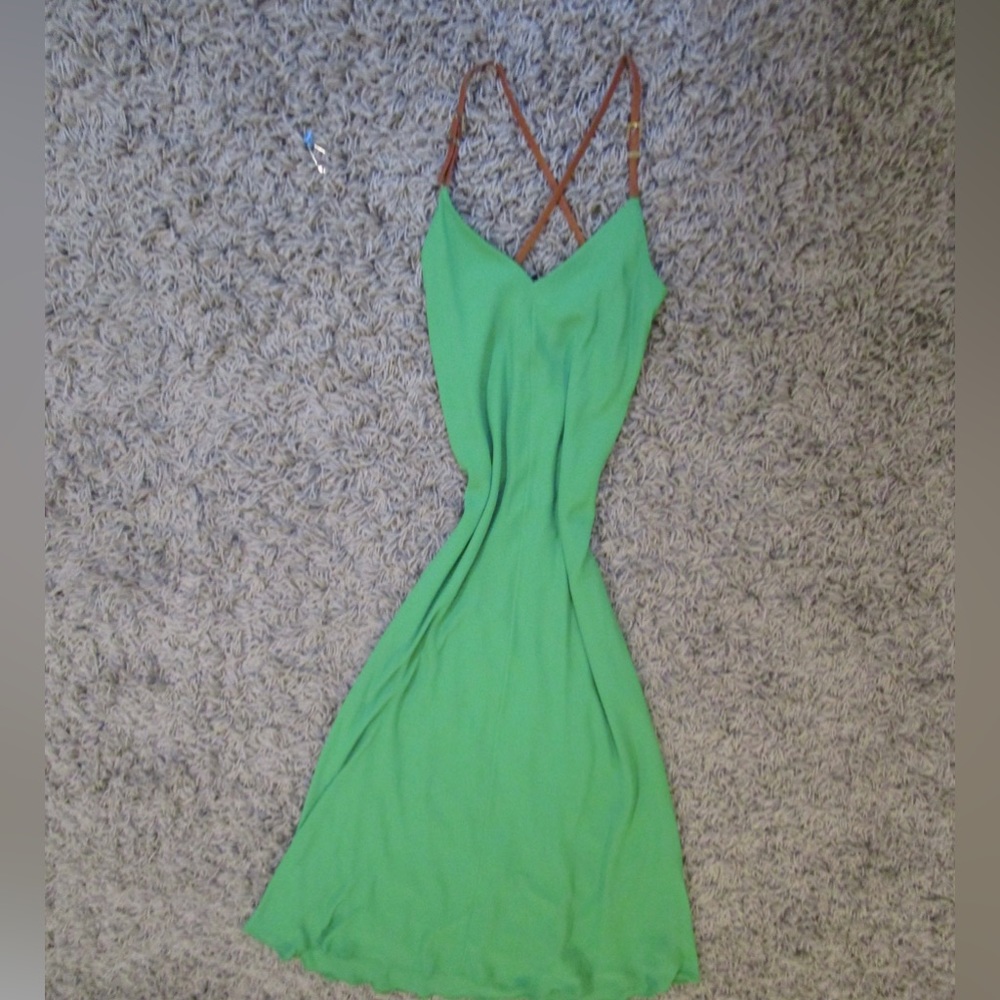 Long green dress w lather straps (perfect for prom!)